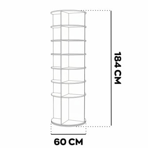 Ryuen - Scarpiera Verticale 7 Ripiani H184 cm 28 paia con Base Rotonda Girevole 360° Manuale Bianca