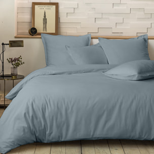 Drap housse 100% percale de coton 80fil - bleu azur