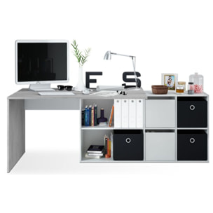 Mesa de escritorio Move Blanco Artik (Blanco Mate) - Gris Cemento