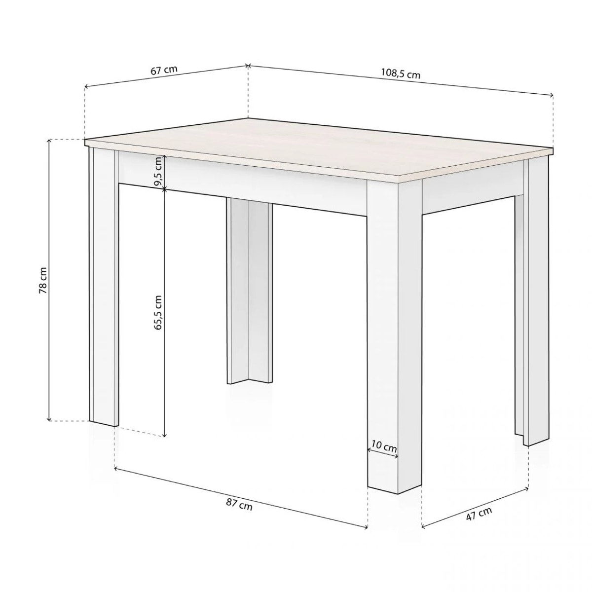 Mesa de comedor Dina Blanco Artik (Blanco Mate) - Roble Canadian