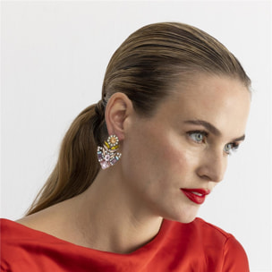 Pendientes con Cristal Multicolor acabado oro 18k