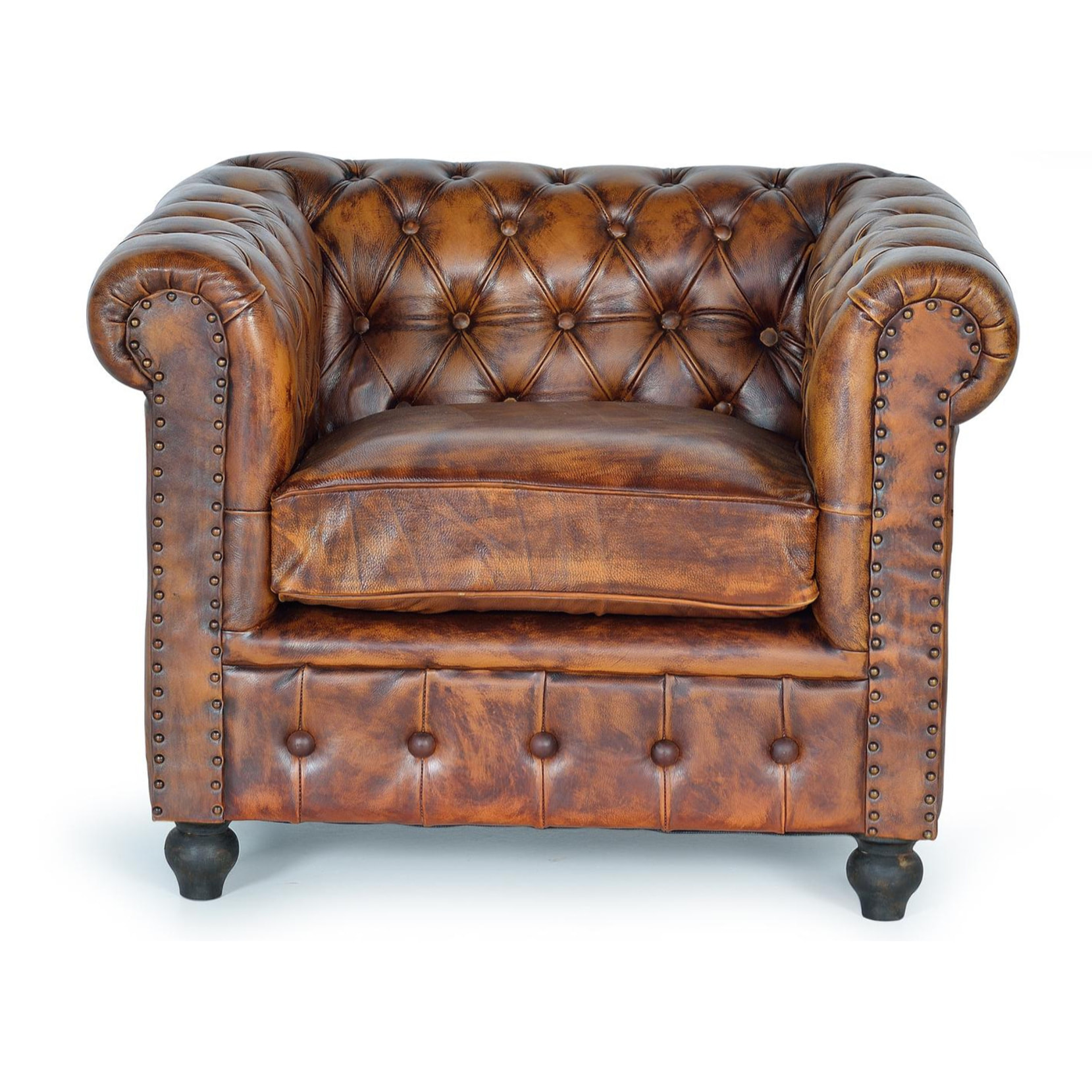 Sillón de Piel de Búfalo 96 Cm Estilo Chester