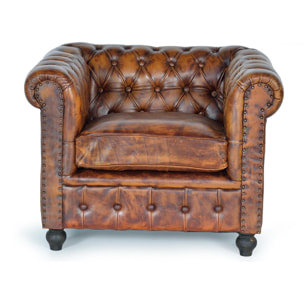 Sillón de Piel de Búfalo 96 Cm Estilo Chester