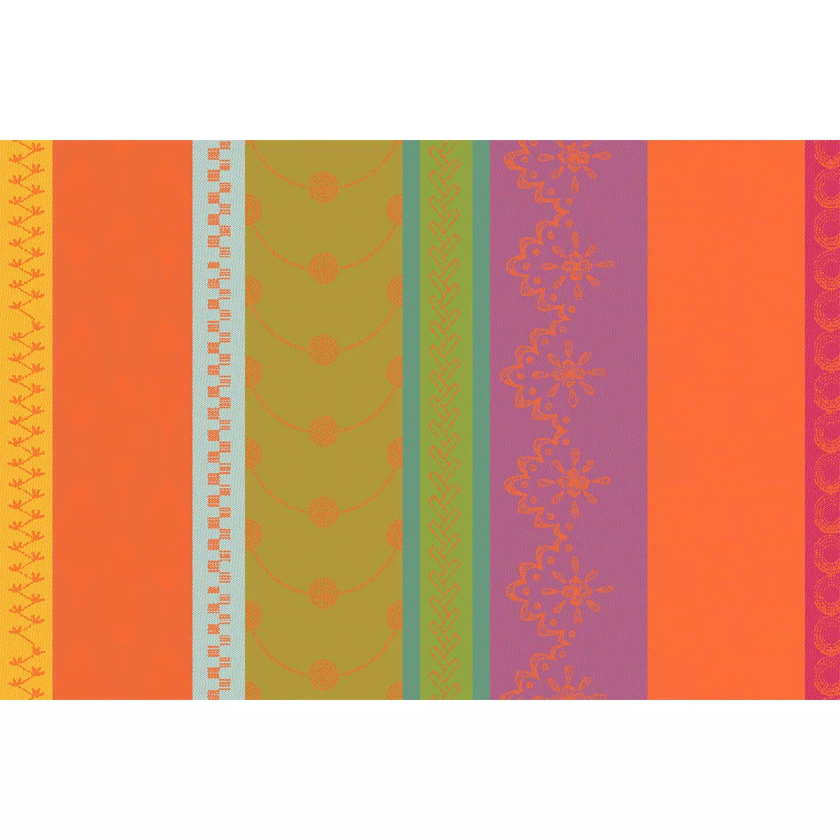Set pur coton motif jacquard vert orange Mille broderies samba