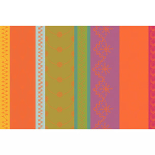Set pur coton motif jacquard vert orange Mille broderies samba