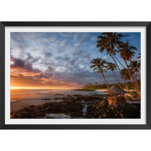 Affiche paysage paradis beach Affiche + cadre en bois - Noir