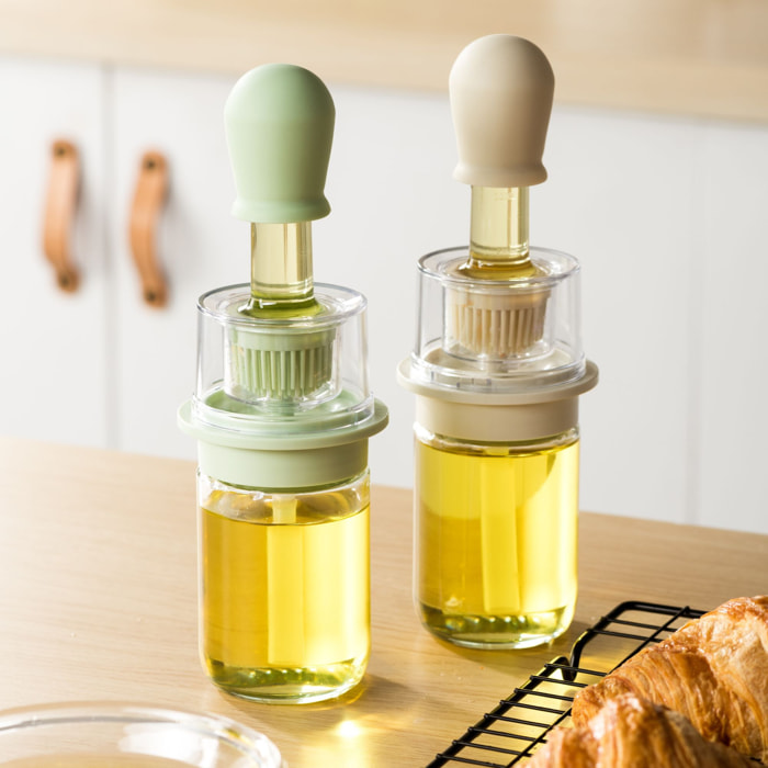 Bouteille d'huile avec brosse 18cl en verre et en plastique