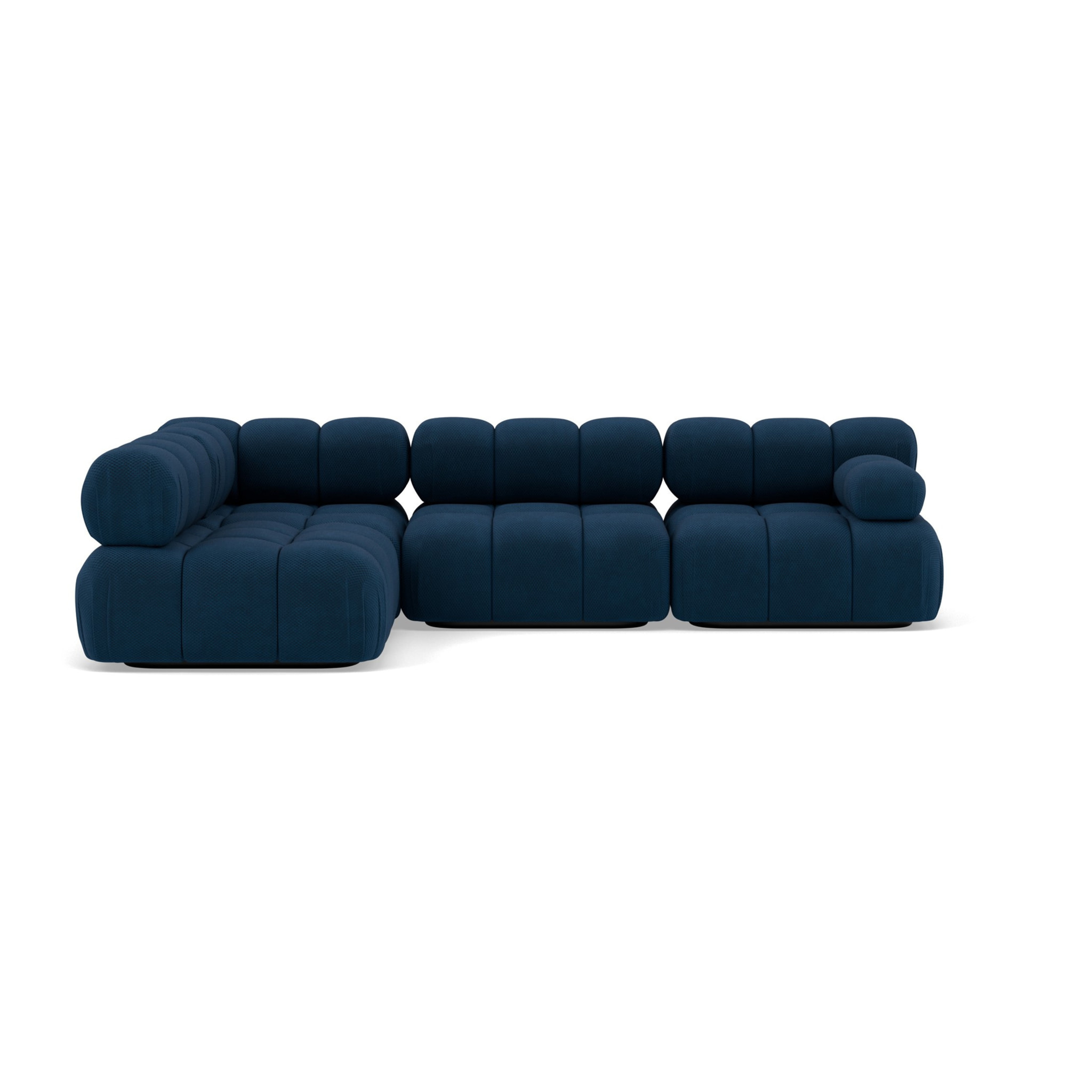 Ruby - canapé modulable d'angle gauche 5 places en velours texturé - Bleu