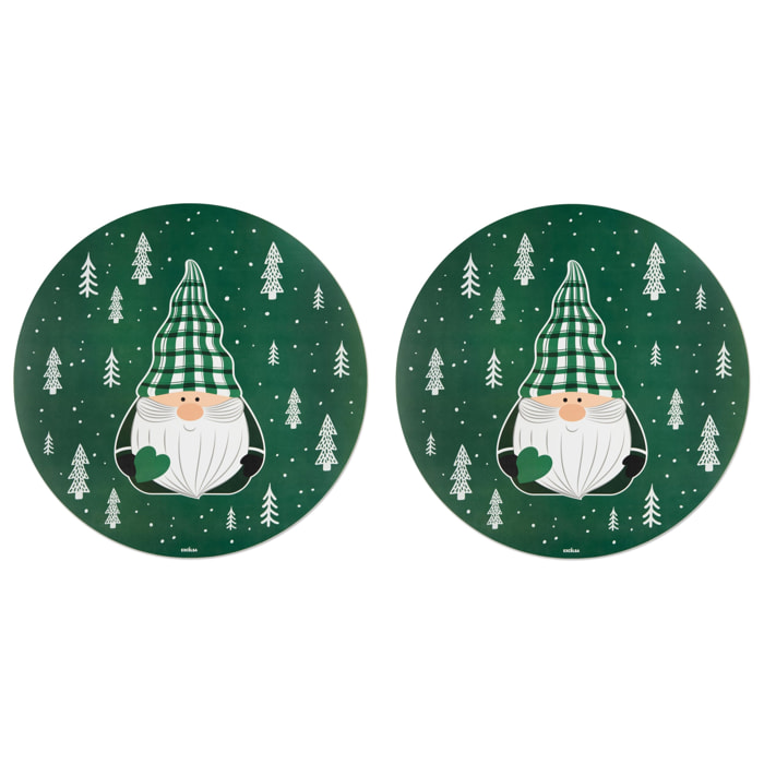 Set de 2 sets de table ronds Excelsa – Green Winter, Polypropylène vert