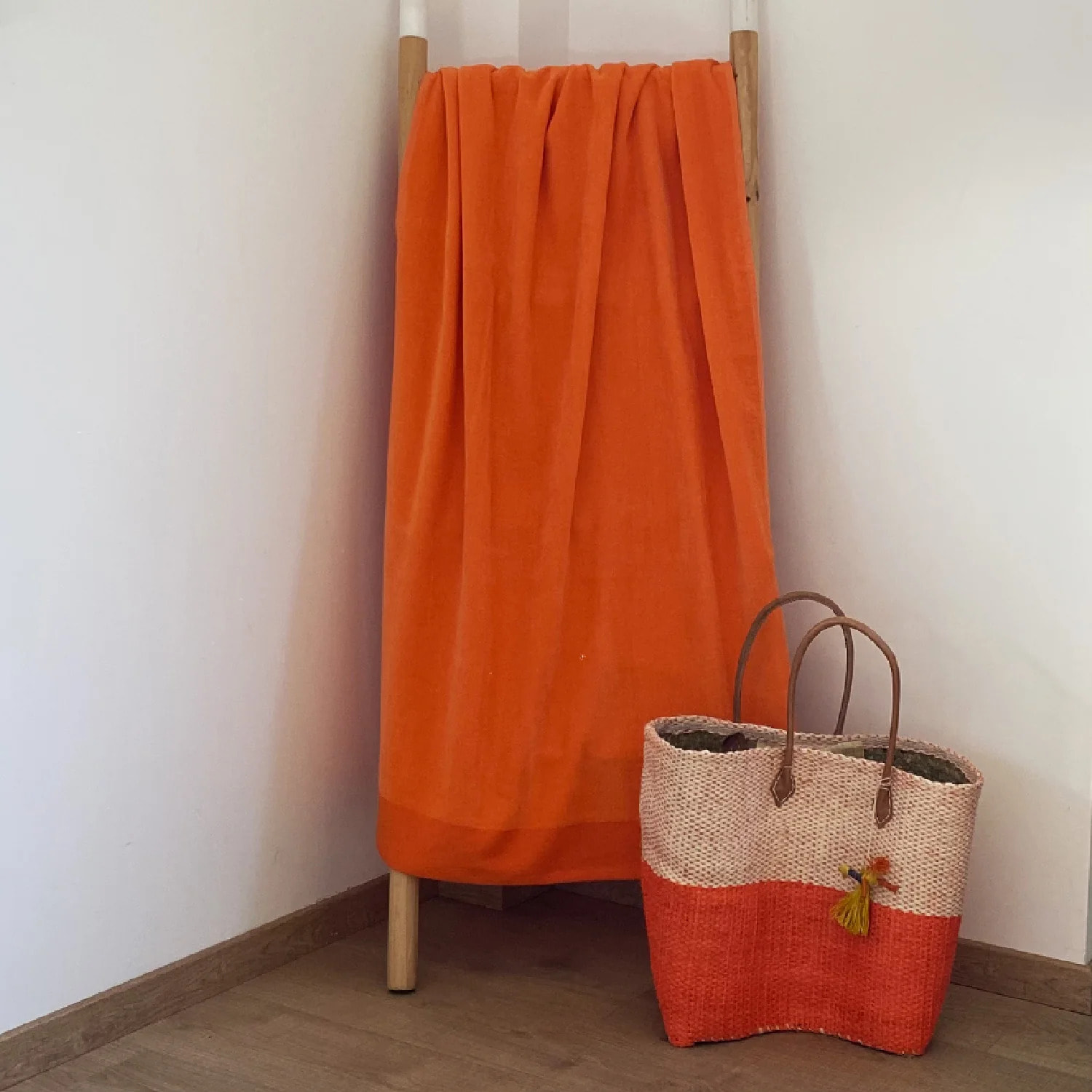 Serviette de bain éponge velours unie - Shady Nectarine - 90x160cm - 370g/m²