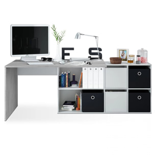 Mesa de escritorio multiposición en blanco mate y gris cemento 136x139 cm Move Blanco Artik (Blanco Mate) - Gris Cemento
