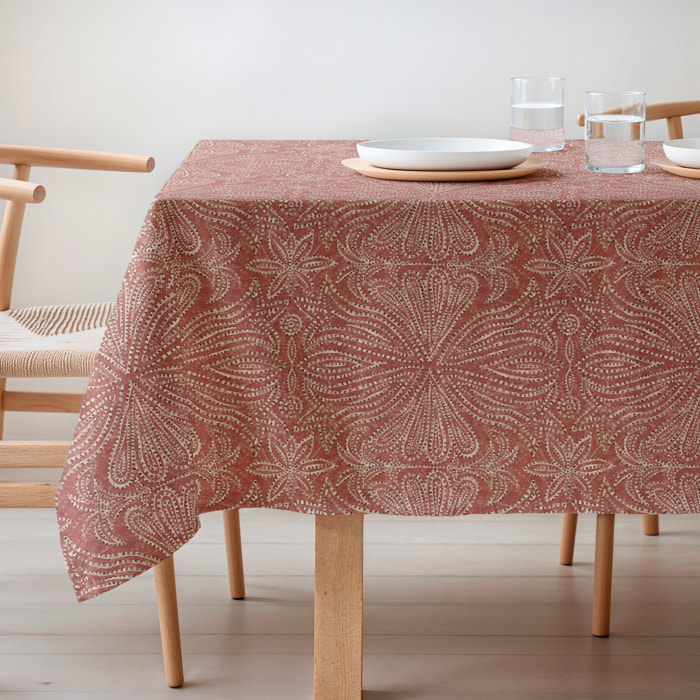 Mantel estampado antimanchas NIKOL TERRACOTA
