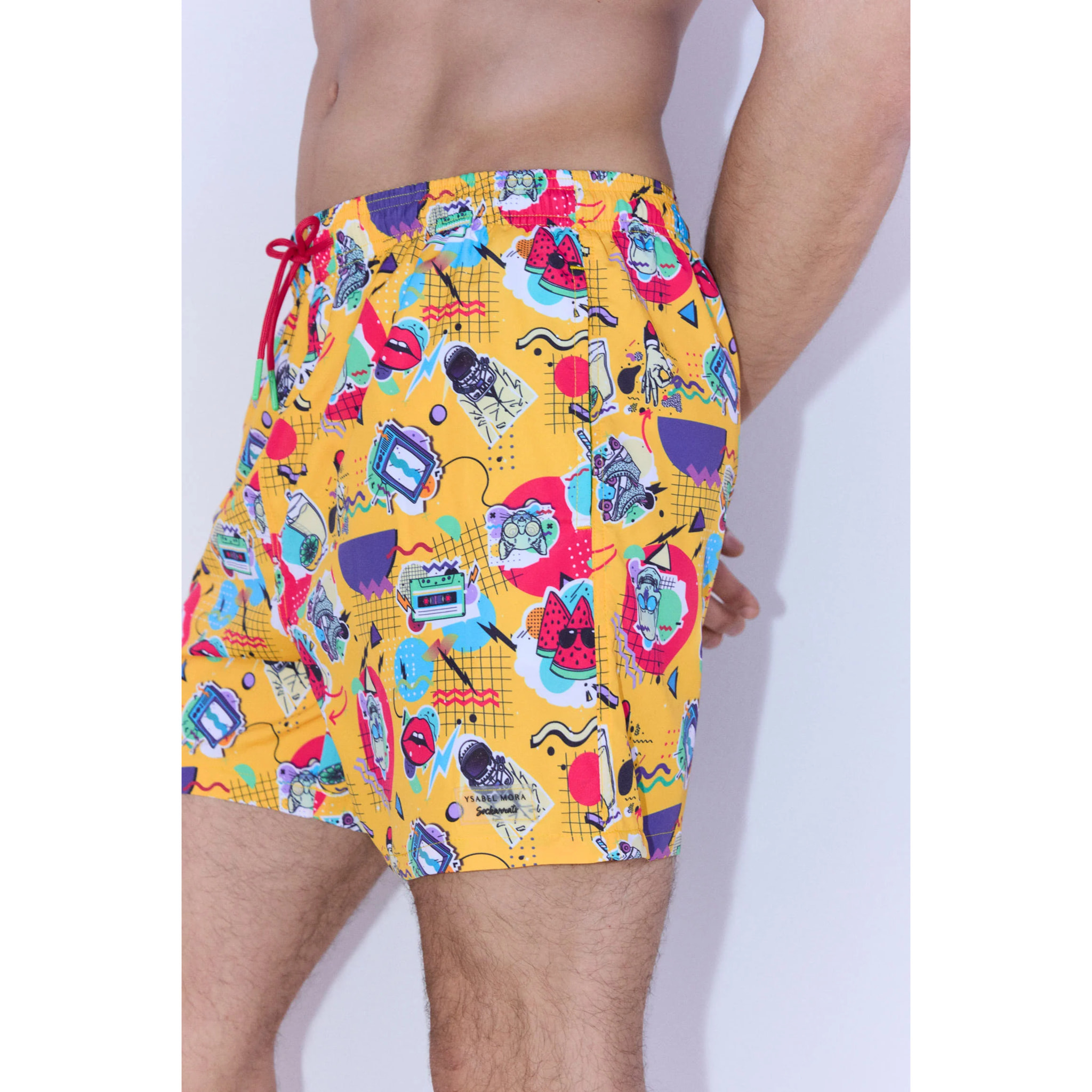 Costume da bagno medio giallo chiaro con stampa retrò Sockarrats