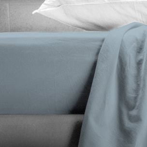 UNO CASA DESIGN Lenzuolo con Angoli Beatriz in 100% Cotone No-Stiro Tinta Unita_Matrimoniale_azzurro