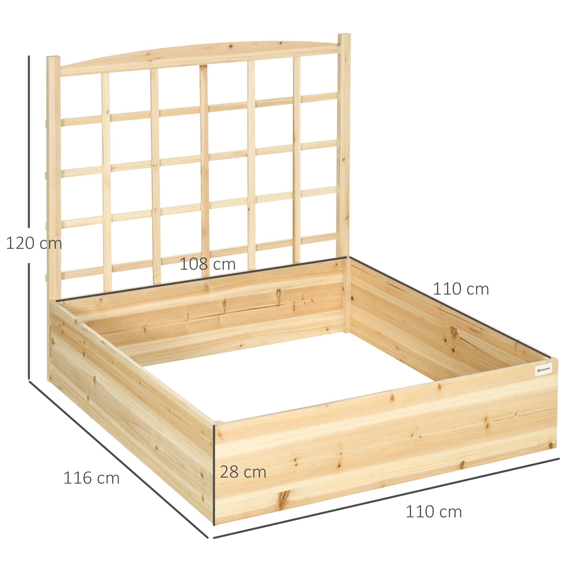 Jardinera de Madera con Enrejado Arriate de Jardín con Celosía Jardinera de Caja para Trepadoras Cultivos Verduras Flores 110x116x120 cm Natural