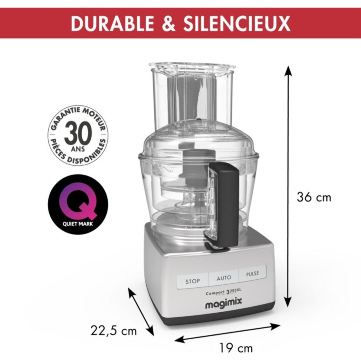 Robot multifonction MAGIMIX CS 3200 XL Chrome Mat 18371F