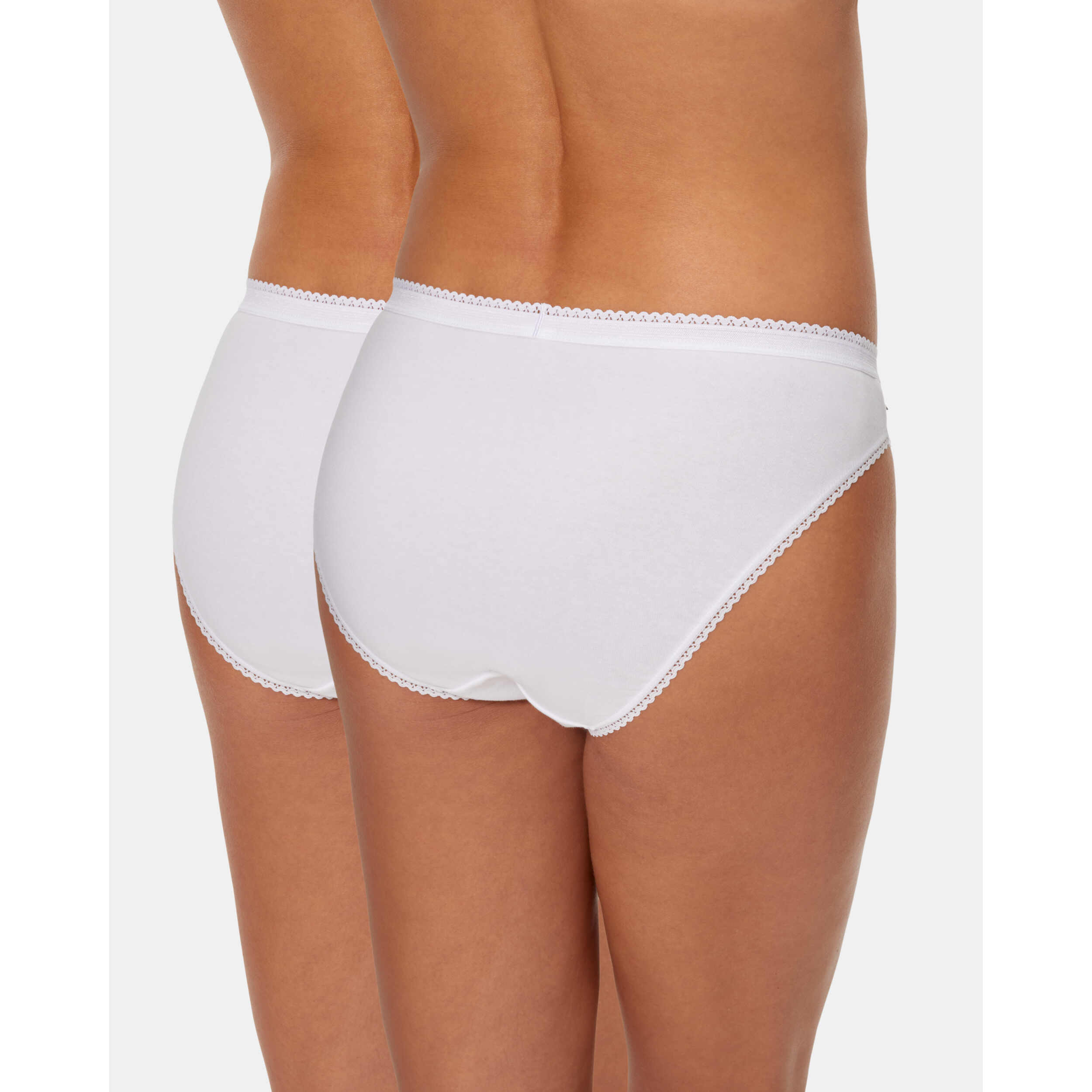 Pack de dos bragas bikini de algodón elástico con encaje