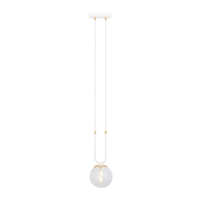 Lampada a sospensione GLAM in acciaio bianco con dettagli dorati