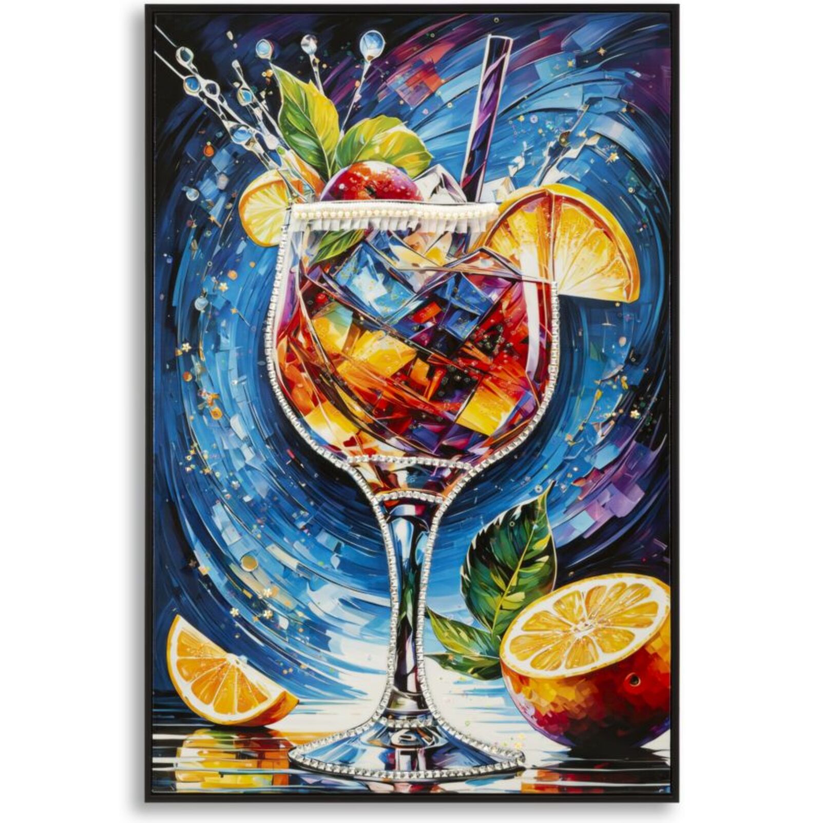 STAMPA DECORATA SU TELA LACCATA C/CORNICE COCKTAIL -B- CM 62X3,5
 X92