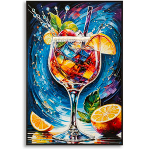 STAMPA DECORATA SU TELA LACCATA C/CORNICE COCKTAIL -B- CM 62X3,5
 X92