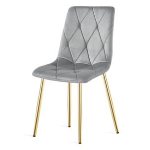 Sedia Libra in Velluto Grigio Chiaro con Gambe Oro