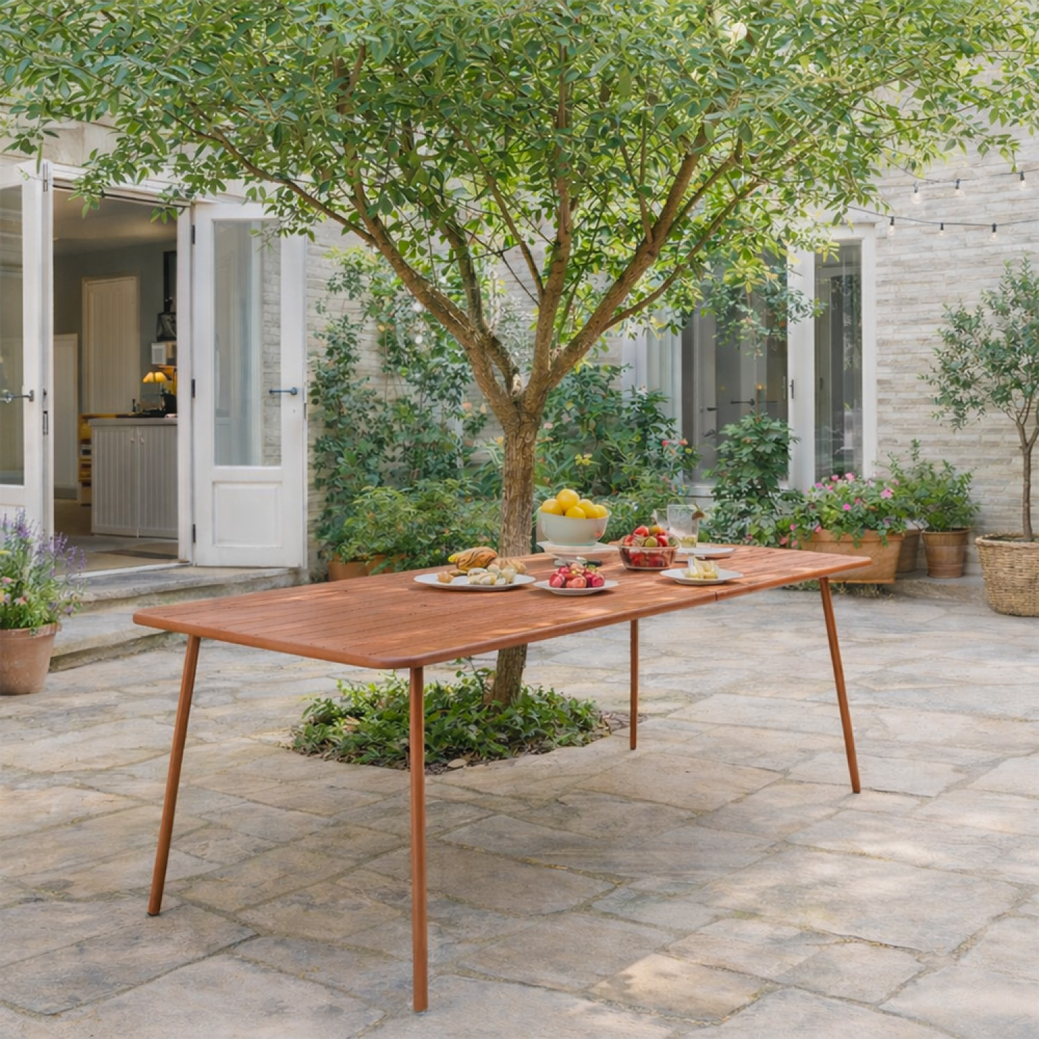 EVORA Table de jardin 6 places 160cm terracotta