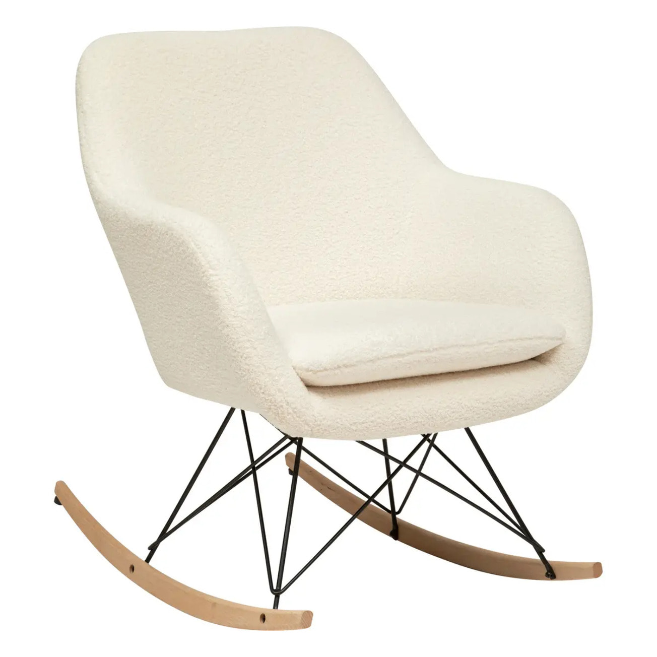 Rocking-chair "Olmeto" en bouclette H83cm blanc