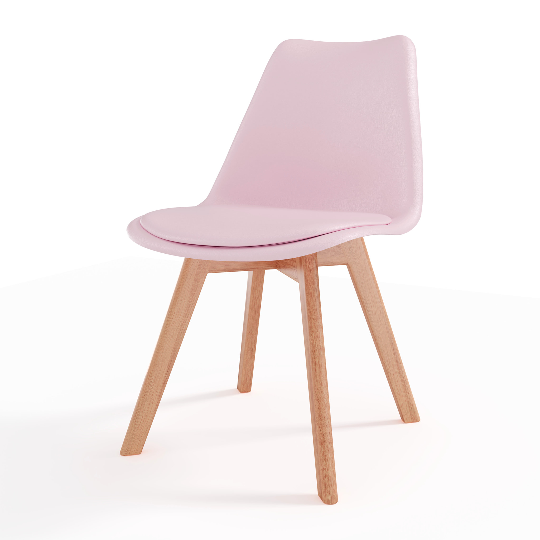 Set Di 4 Sedie Per Sala Da Pranzo Ufficio Con Gambe In Faggio Legno Massello Massiccio Stile Nordico Scandinavo Seduta Imbottita Soggiorno Sala Rosa