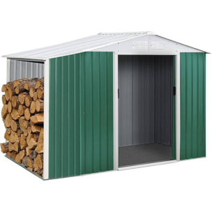 Abri de jardin métal "Rosas" 2,71 m² avec abri bûche - Vert