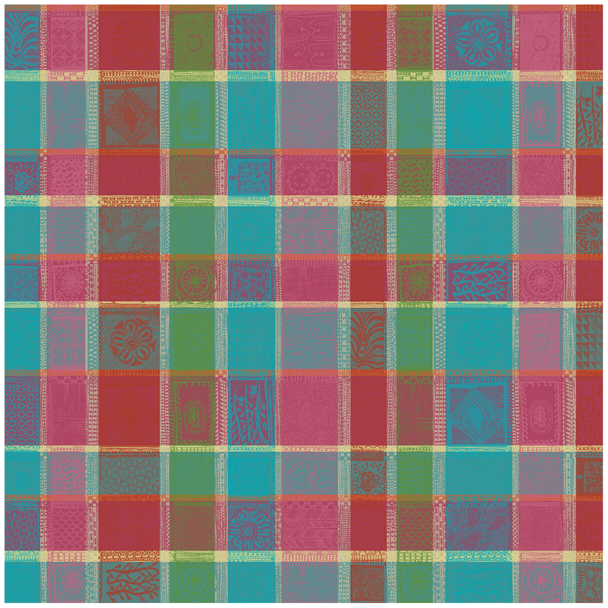 Nappe pur coton motif jacquard multicolore Mille wax cocktail