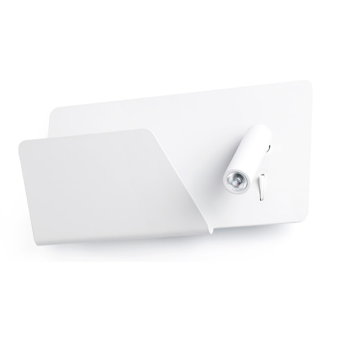 SUAU USB Lampe applique blanche avec lecteur gauche