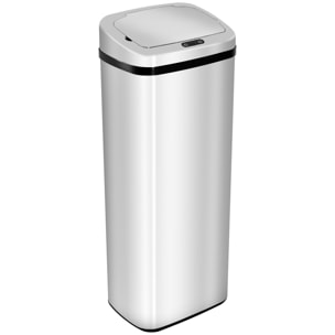 Poubelle à capteur de mouvement ouverture automatique 50L acier inox.
