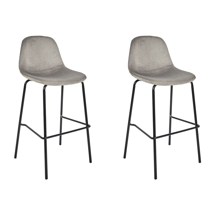 Chaise De Bar Giulia Gris - Lot De 2