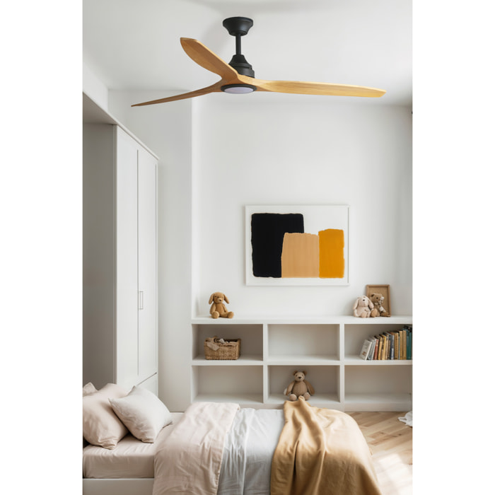 ALO L Ventilatore nero/legno TUYA CCT