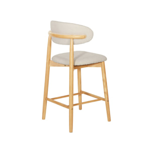 Tabouret de bar bois d'hévéa et tissu bouclette (lot de 2)  PAOLA