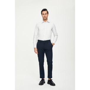 Camicia Uomo 1 Bottone Italiano Slim Cotone Riga Media Verde Medio/Bianco