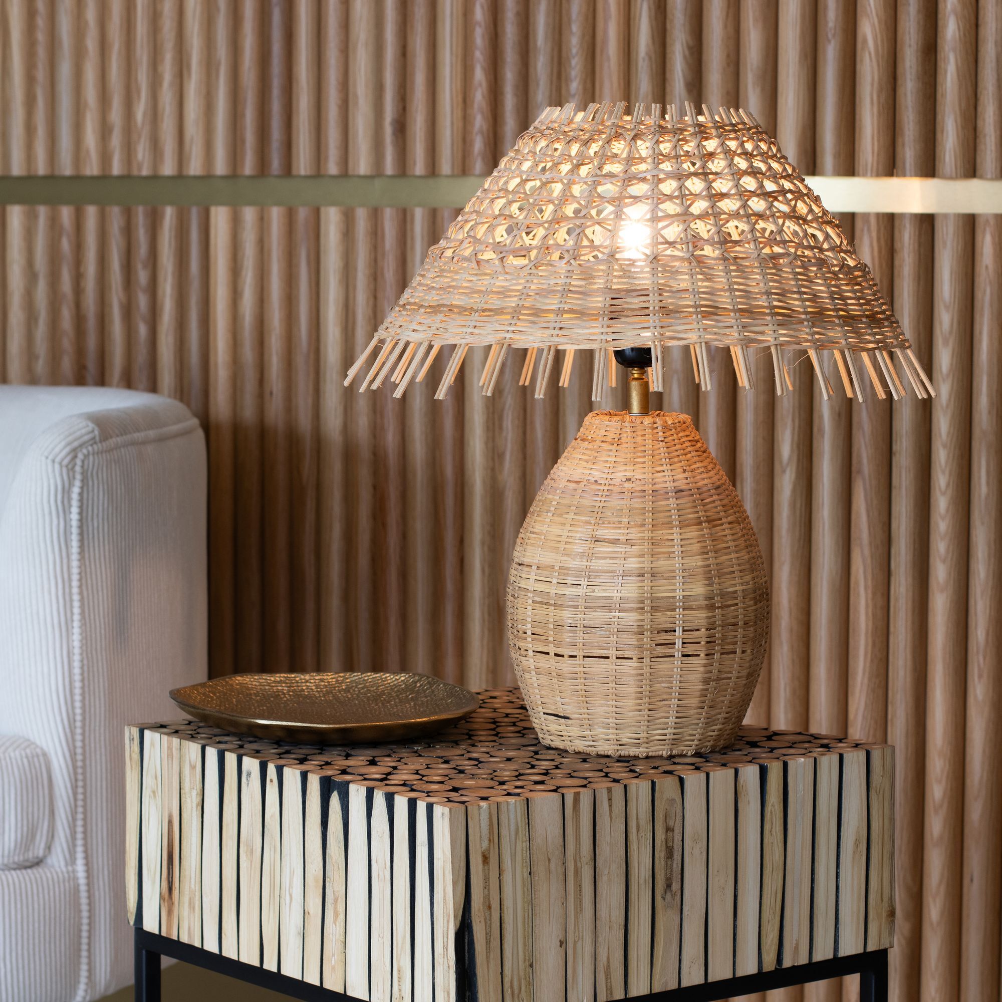 Lampe à poser en rotin h44cm JOYCE