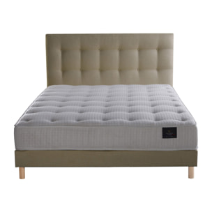 Ensemble Pulsar + tête de lit capitonnée - Matelas ressorts ensachés Mémoire de forme - Sommier Jaune