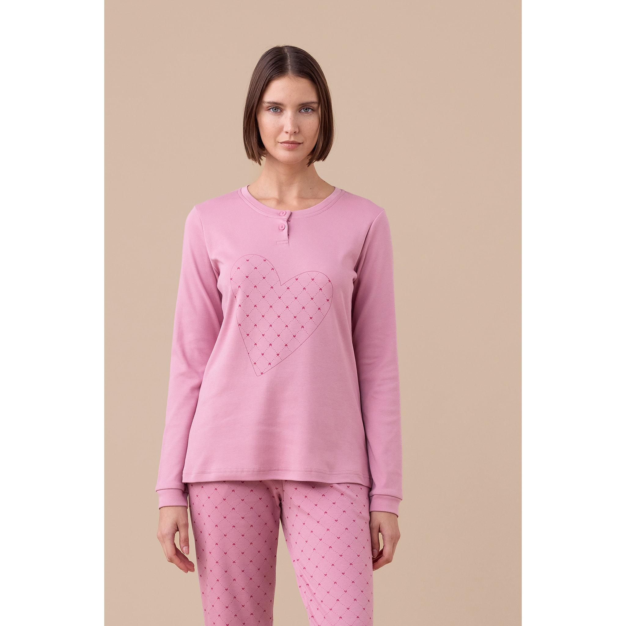 Pigiama donna in jersey invernale articolo cuore. Noidinotte