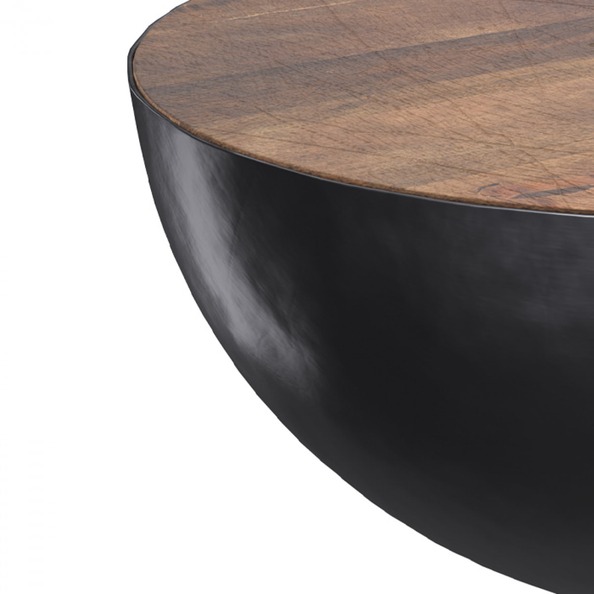 Table basse ronde en bois massif et métal D90 cm - Tajy