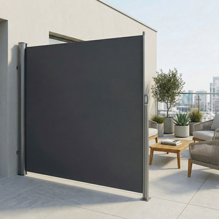 Tende Da Sole Paravento a Scorrimento Laterale Avvolgibile 180X300Cm. Corpo Interamente In Alluminio. Colore Grigio