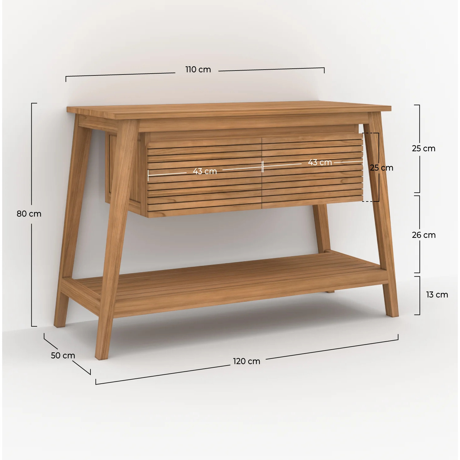 Meuble de salle de bain en bois de teck 120 cm - César