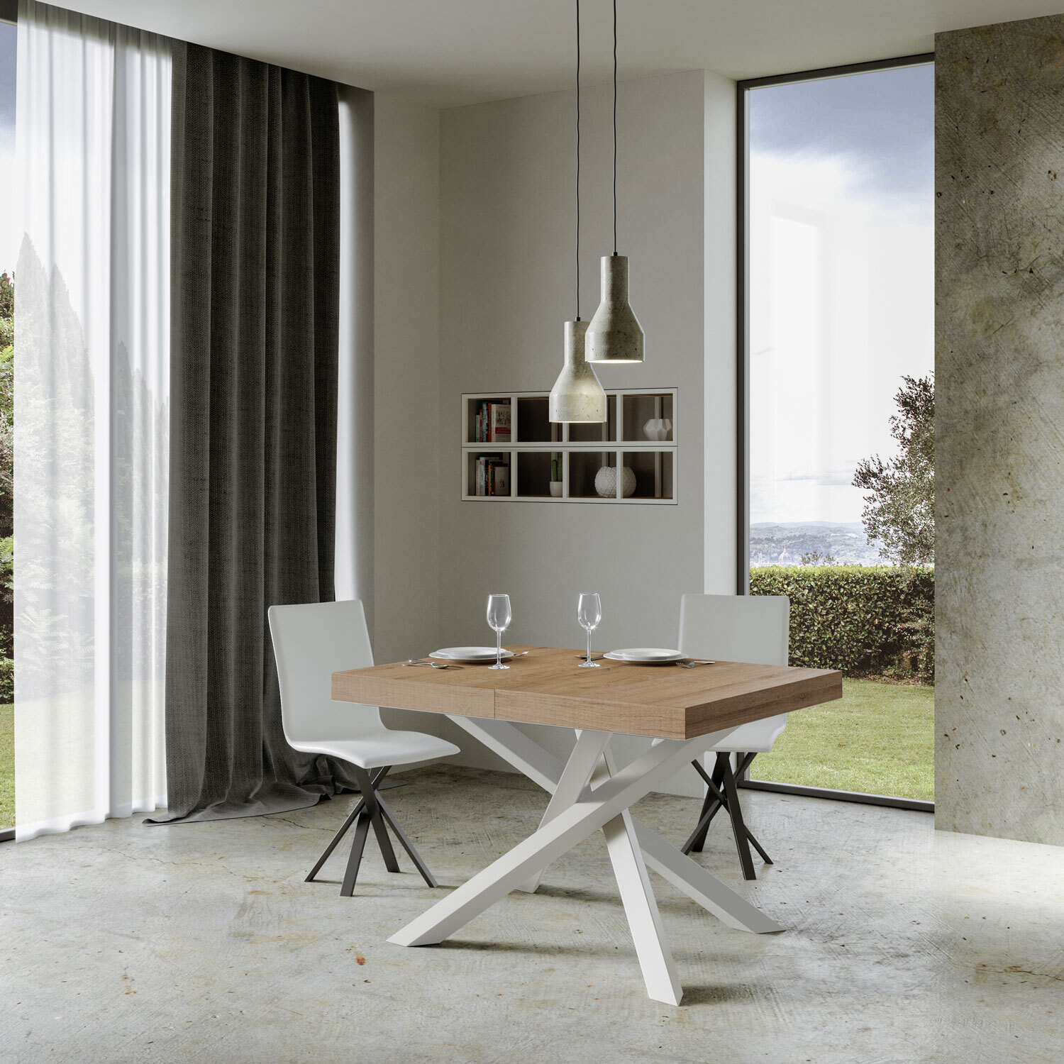 Tavolo allungabile 90x130/234 cm Volantis quercia natura telaio bianco