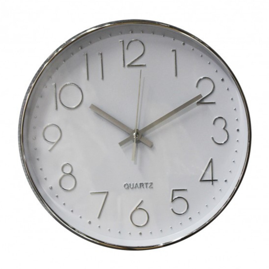 Horloge quartz ronde cadran blanc & argent - SILVER