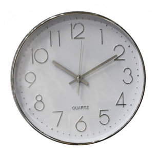 Horloge quartz ronde cadran blanc & argent - SILVER