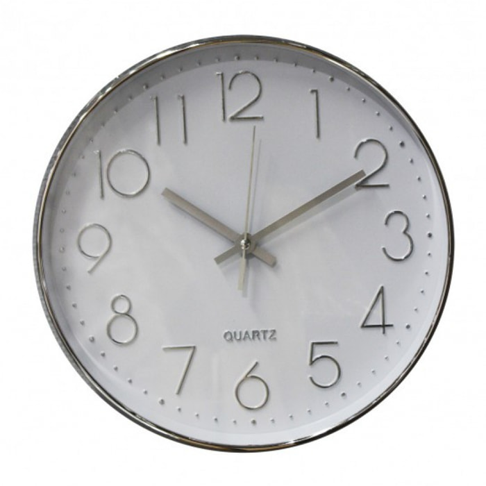 Horloge quartz ronde cadran blanc & argent - SILVER
