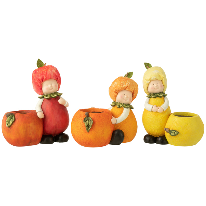 J-Line figurine Jardinière Enfant - citron/orange/pomme - polyresine - mix - small - 3 pcs
