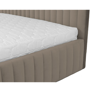 Stuart - lit coffre - 140x200 cm - sommier inclus - en velours - Taupe