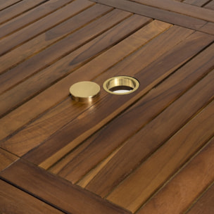MAEVA - Table de jardin 8/10 personnes - table ovale extensible 180/240x100cm en bois teck huilé