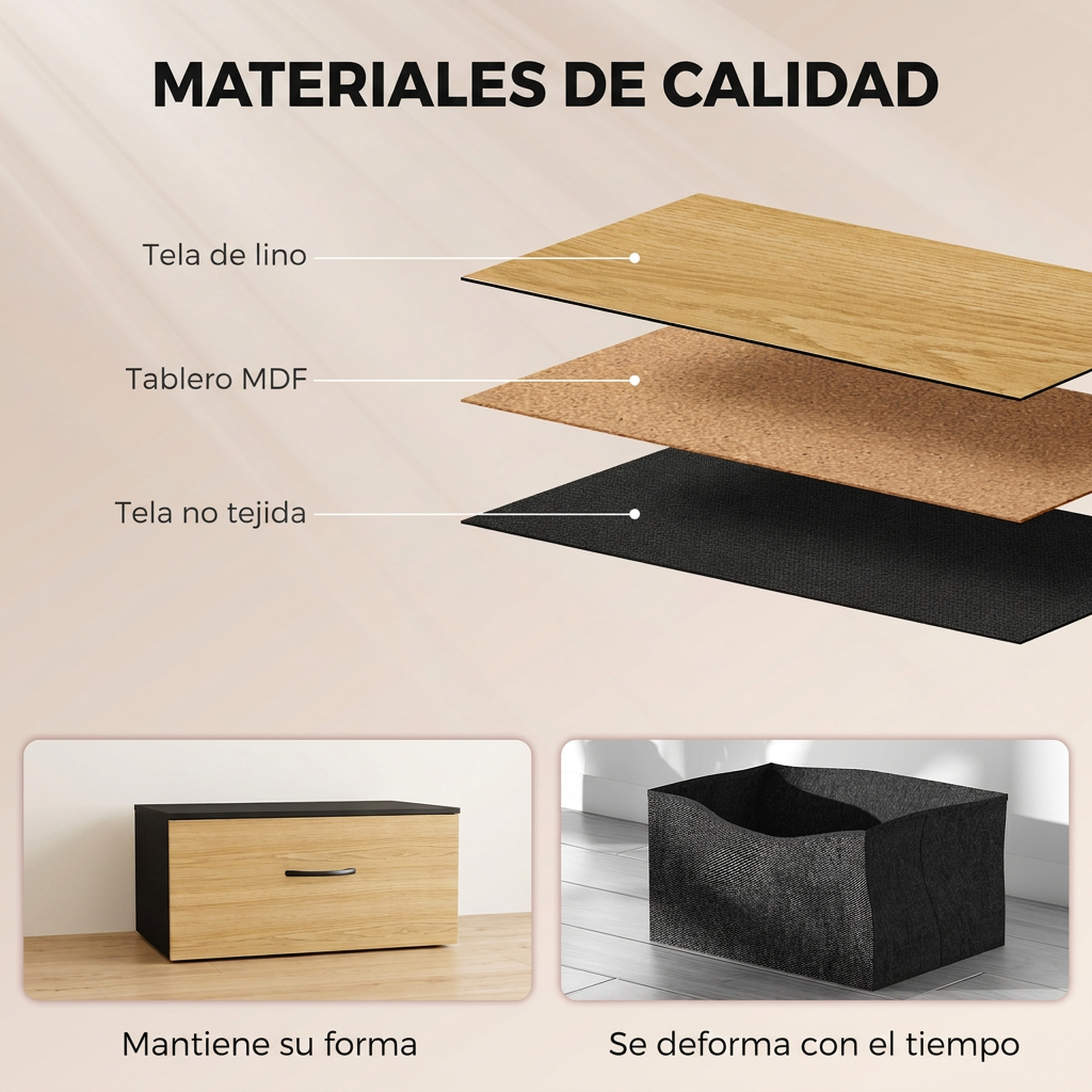 Mueble Organizador Cajonera de Tela con Cajones Plegables Estante Abierto y Marco de Acero Estilo Industrial para Salón Recibidor Dormitorio 98x29x63 cm, Roble